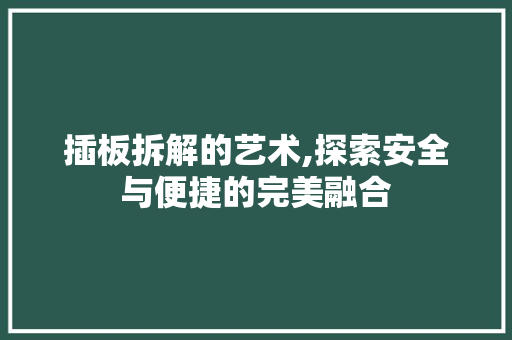 插板拆解的艺术,探索安全与便捷的完美融合 服务器/数据库