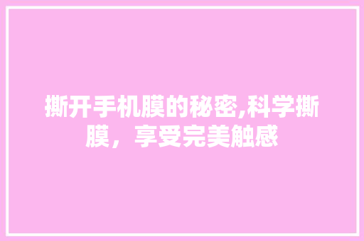 撕开手机膜的秘密,科学撕膜，享受完美触感
