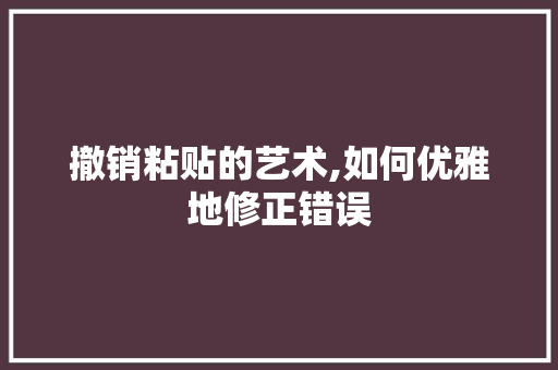 撤销粘贴的艺术,如何优雅地修正错误
