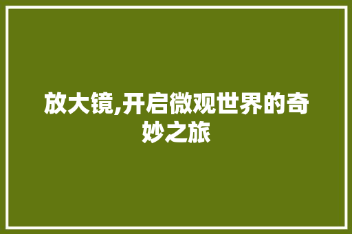 放大镜,开启微观世界的奇妙之旅