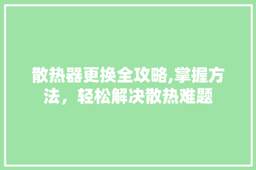 散热器更换全攻略,掌握方法，轻松解决散热难题 WordPress教程