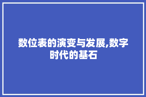 数位表的演变与发展,数字时代的基石
