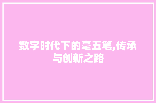数字时代下的毫五笔,传承与创新之路