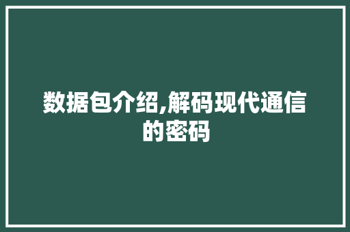 数据包介绍,解码现代通信的密码 服务器/数据库