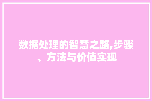 数据处理的智慧之路,步骤、方法与价值实现