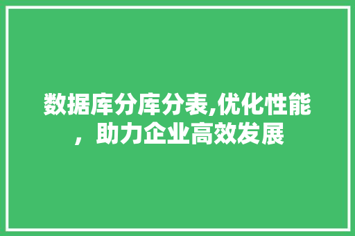数据库分库分表,优化性能，助力企业高效发展