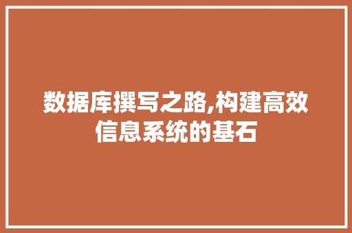 数据库撰写之路,构建高效信息系统的基石