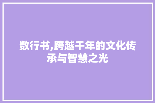 数行书,跨越千年的文化传承与智慧之光