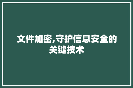 文件加密,守护信息安全的关键技术