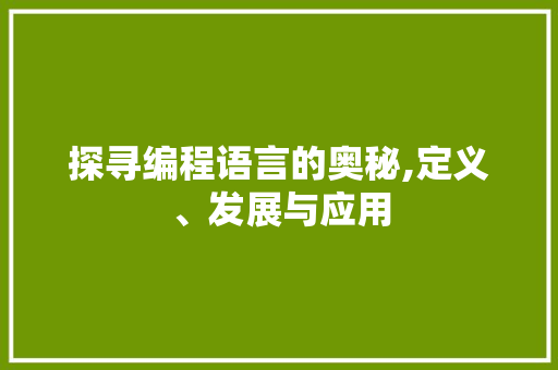 探寻编程语言的奥秘,定义、发展与应用
