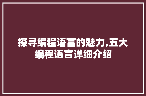 探寻编程语言的魅力,五大编程语言详细介绍 Web前端