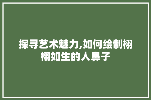 探寻艺术魅力,如何绘制栩栩如生的人鼻子