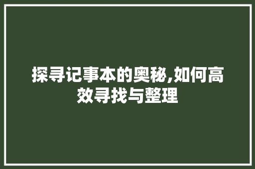 探寻记事本的奥秘,如何高效寻找与整理