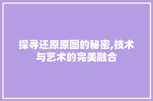 探寻还原原图的秘密,技术与艺术的完美融合