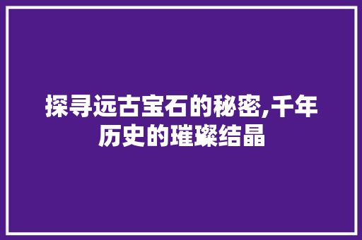 探寻远古宝石的秘密,千年历史的璀璨结晶