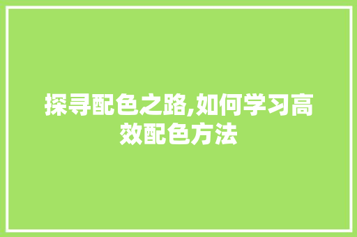 探寻配色之路,如何学习高效配色方法