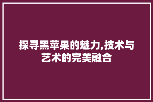 探寻黑苹果的魅力,技术与艺术的完美融合 Web前端