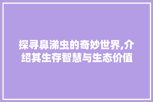 探寻鼻涕虫的奇妙世界,介绍其生存智慧与生态价值 服务器/数据库