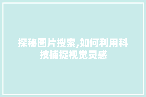 探秘图片搜索,如何利用科技捕捉视觉灵感