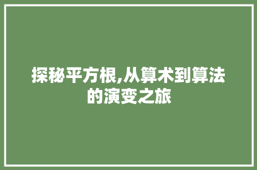 探秘平方根,从算术到算法的演变之旅 友链在线