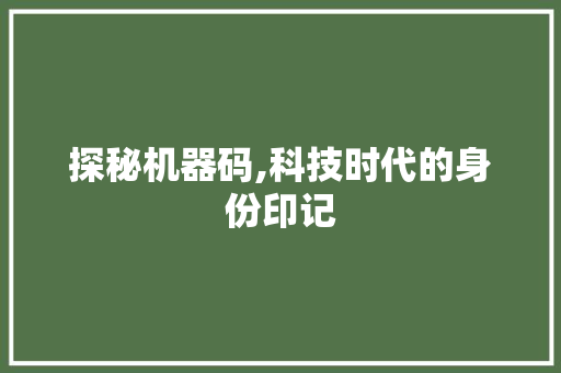 探秘机器码,科技时代的身份印记
