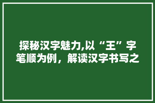 探秘汉字魅力,以“王”字笔顺为例，解读汉字书写之美 友链在线