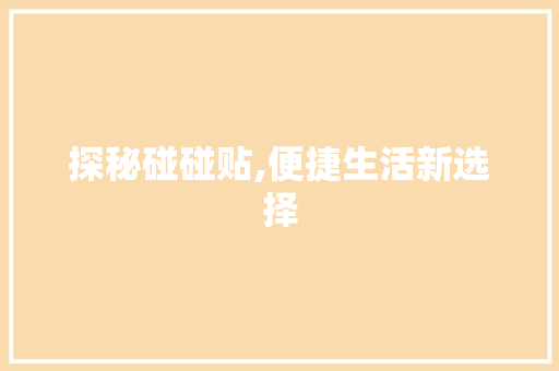 探秘碰碰贴,便捷生活新选择 WordPress教程