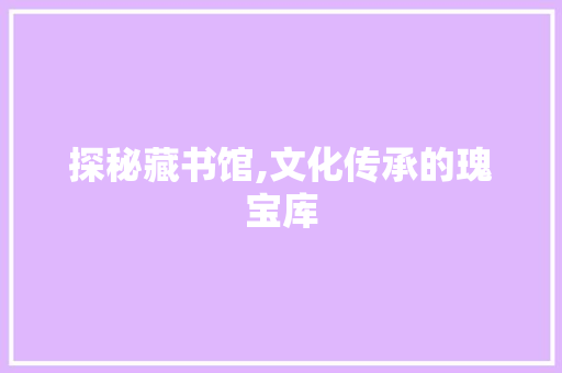 探秘藏书馆,文化传承的瑰宝库