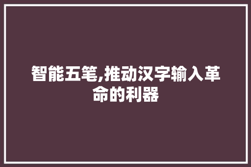 智能五笔,推动汉字输入革命的利器