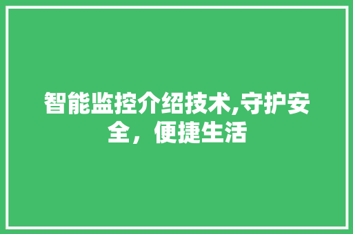 智能监控介绍技术,守护安全，便捷生活