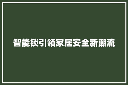 智能锁引领家居安全新潮流