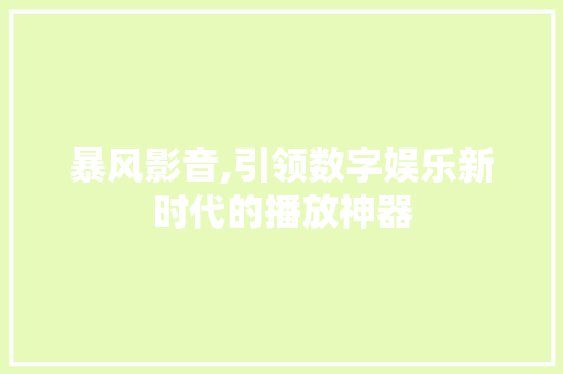 暴风影音,引领数字娱乐新时代的播放神器
