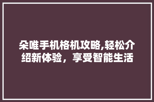 朵唯手机格机攻略,轻松介绍新体验，享受智能生活