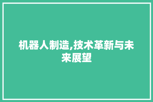 机器人制造,技术革新与未来展望