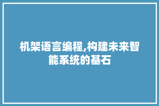机架语言编程,构建未来智能系统的基石