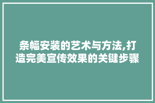 条幅安装的艺术与方法,打造完美宣传效果的关键步骤 SEO教程