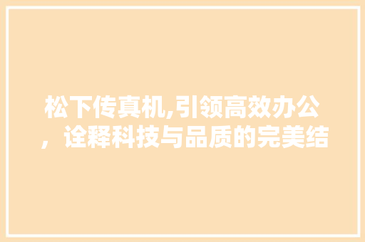松下传真机,引领高效办公，诠释科技与品质的完美结合