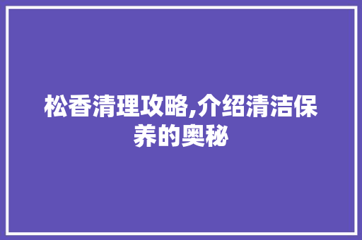 松香清理攻略,介绍清洁保养的奥秘