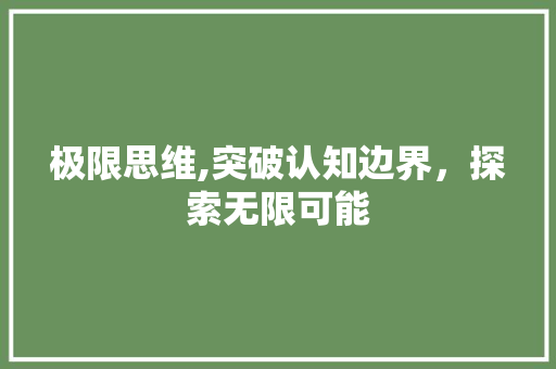 极限思维,突破认知边界,探索无限可能 服务器/数据库 极限思维,突破认知边界,探索无限可能 服务器/数据库