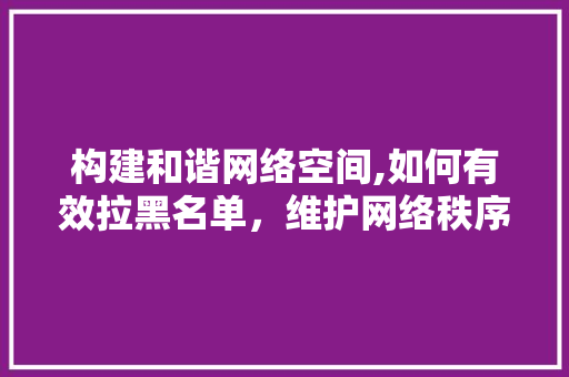 构建和谐网络空间,如何有效拉黑名单，维护网络秩序 服务器/数据库