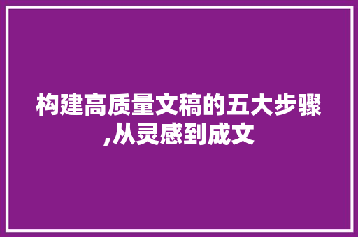 构建高质量文稿的五大步骤,从灵感到成文
