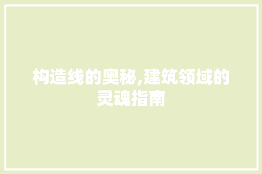 构造线的奥秘,建筑领域的灵魂指南