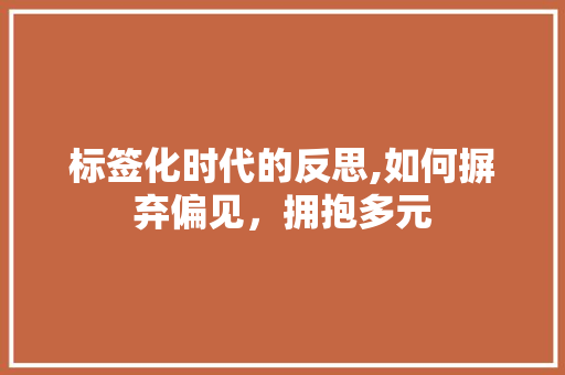 标签化时代的反思,如何摒弃偏见,拥抱多元 服务器/数据库 标签化时代的反思,如何摒弃偏见,拥抱多元 服务器/数据库