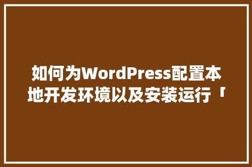 如何为WordPress配置本地开发环境以及安装运行「云服务器安装wordpress」 SEO教程