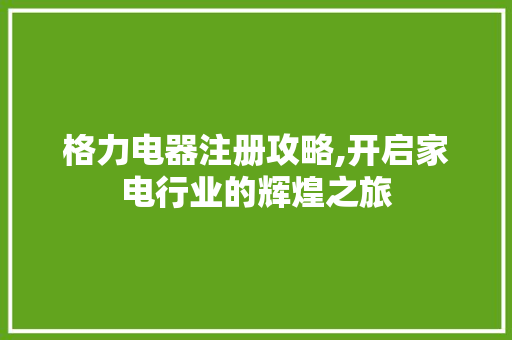 格力电器注册攻略,开启家电行业的辉煌之旅