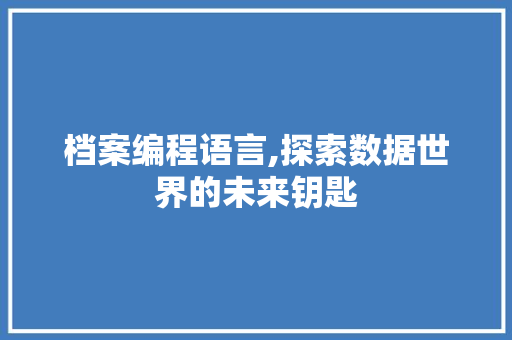 档案编程语言,探索数据世界的未来钥匙