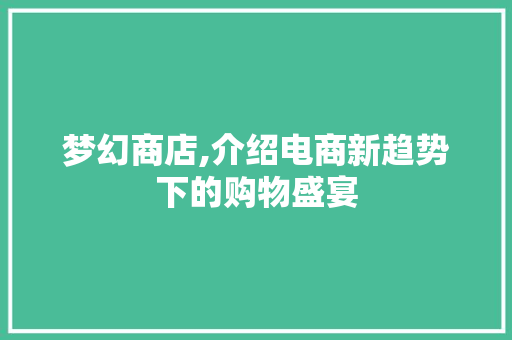 梦幻商店,介绍电商新趋势下的购物盛宴