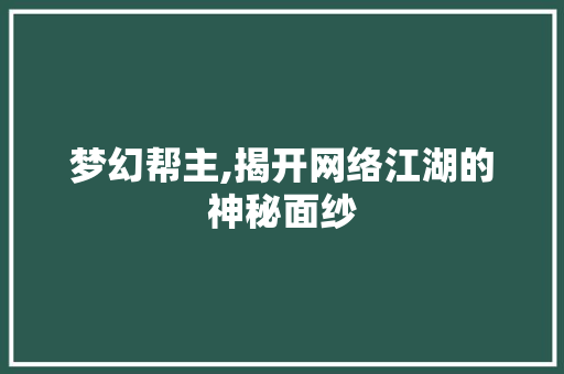 梦幻帮主,揭开网络江湖的神秘面纱