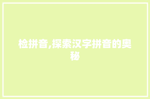 检拼音,探索汉字拼音的奥秘 WordPress教程