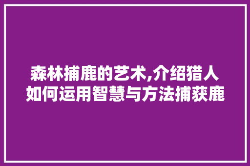 森林捕鹿的艺术,介绍猎人如何运用智慧与方法捕获鹿群